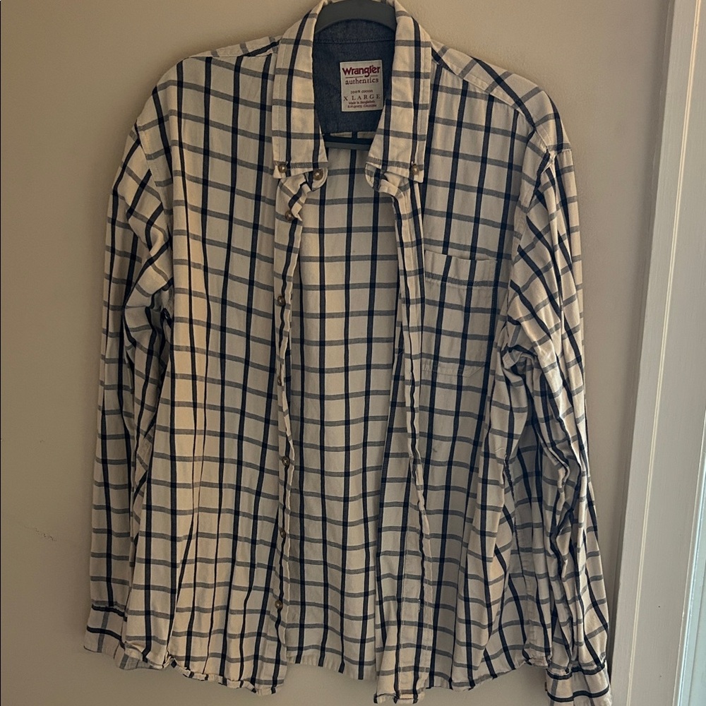 Wrangler Navy and White Checkered Shirt